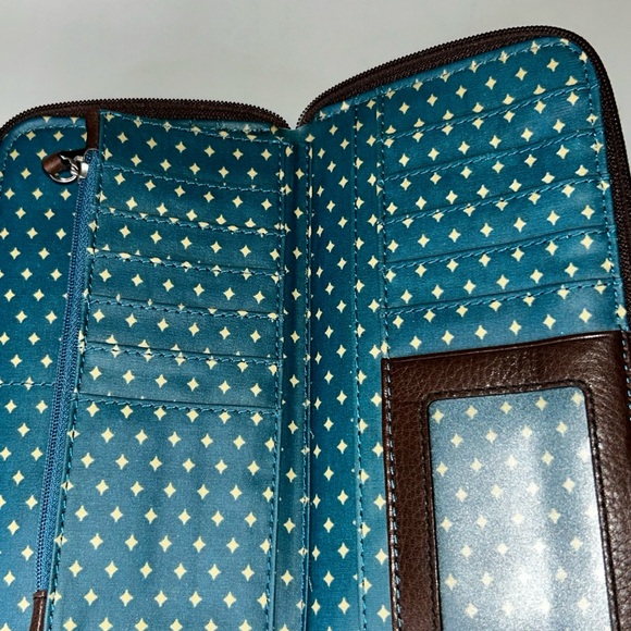 Euc condition vintage fossil key per zip around cow hide leather wallet - Picture 8 of 11